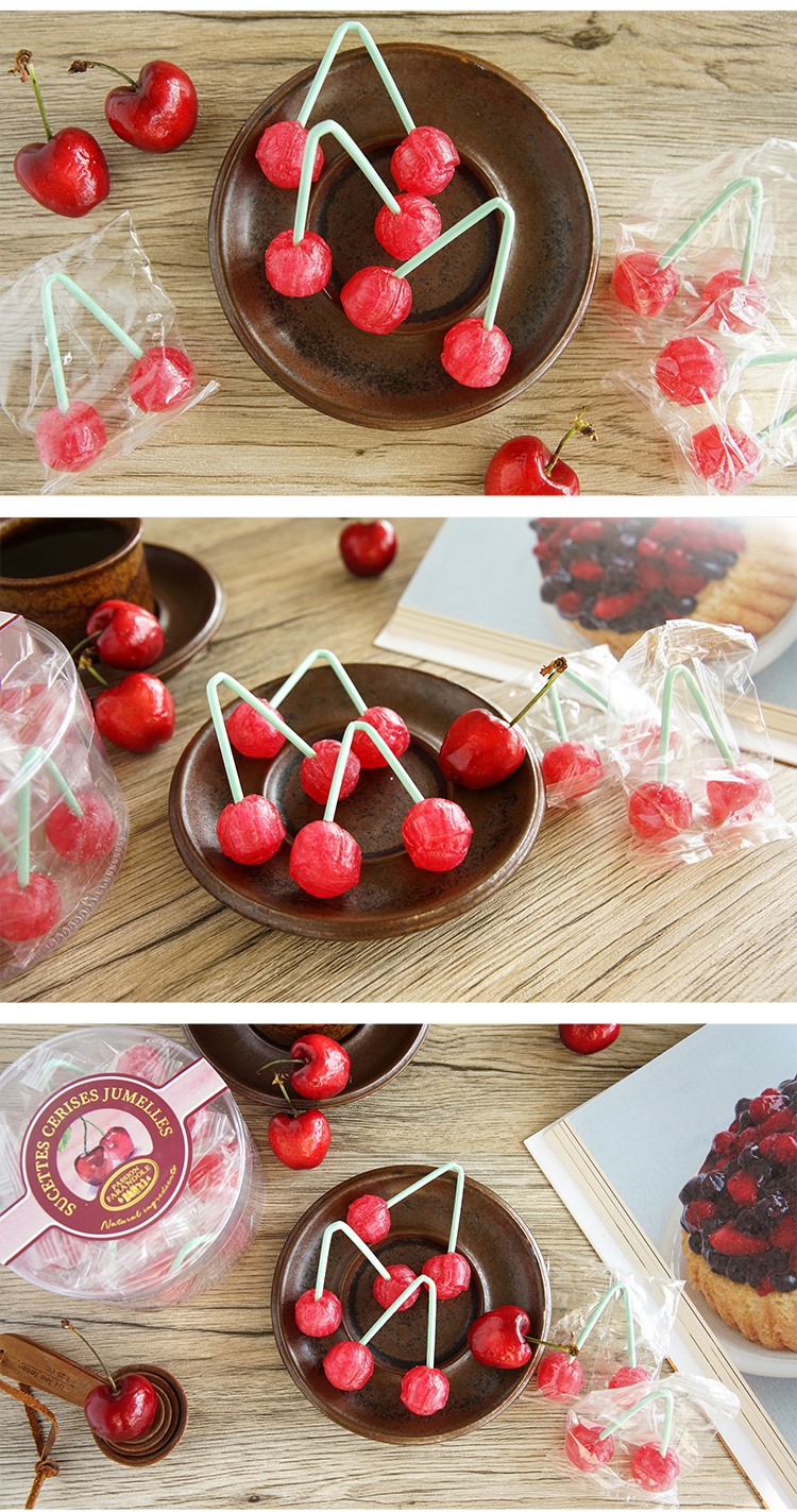 潘恩之舞并蒂樱桃孙俪七夕喜糖伴手礼情侣棒棒糖糖果 (粉色)樱桃奶油