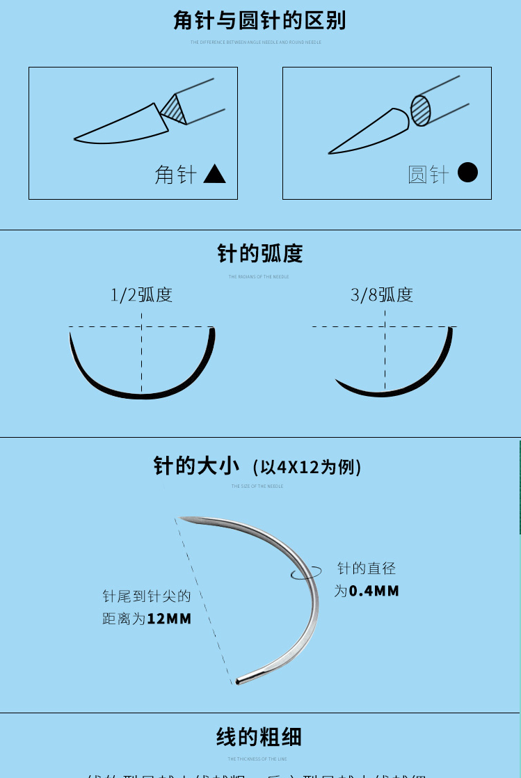 带线缝合针双眼皮手术缝合线整形纳米无痕埋线尼龙口腔三角针 巧克力