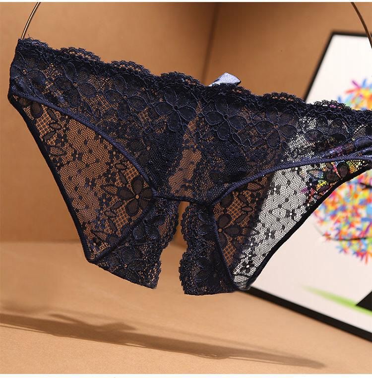雷丝内裤女士女生内裤蕾丝开档性憾开当女士免穿脱方便内裤裆部全透明