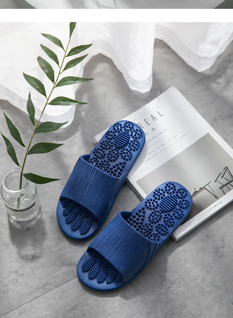 足底穴位按摩养生拖鞋足疗脚底指压鞋男夏居家浴室洗澡带颗粒女紫色