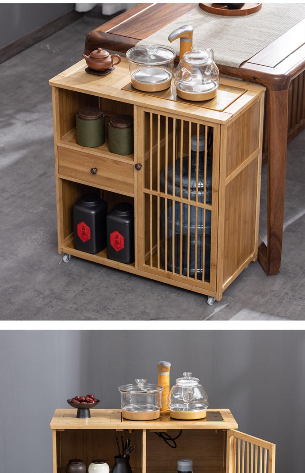 木阁调移动茶柜泡茶台烧水壶一体煮茶架实木茶水置物架茶具茶叶子 ob