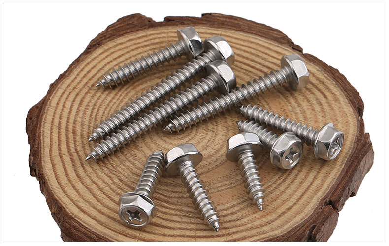 304不锈钢十字法兰外六角自攻螺丝带垫自攻丝螺钉木螺丝m3m4m5m6 m5*