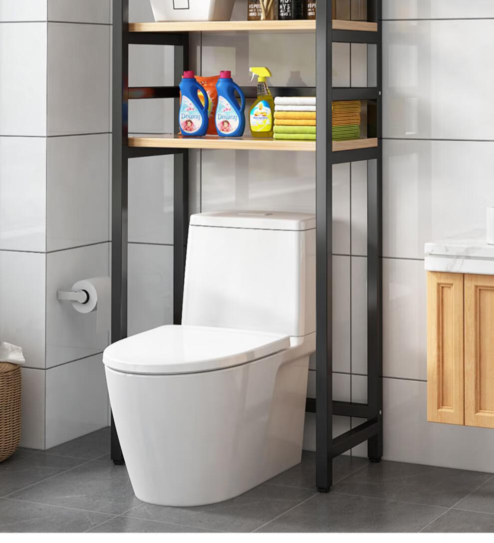 流颜卫生间马桶上方置物架厕所神器洗手间收纳架浴室免打孔马桶架落地