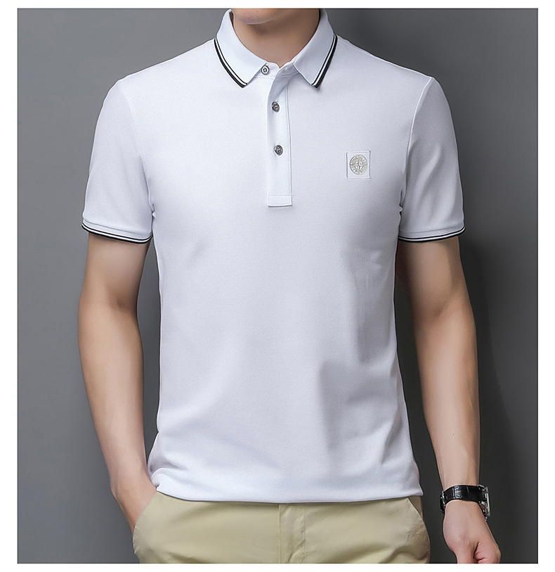 俞兆林奥雷夏季装新款翻领棉短袖t恤男色刺绣polo衫 铁灰 m