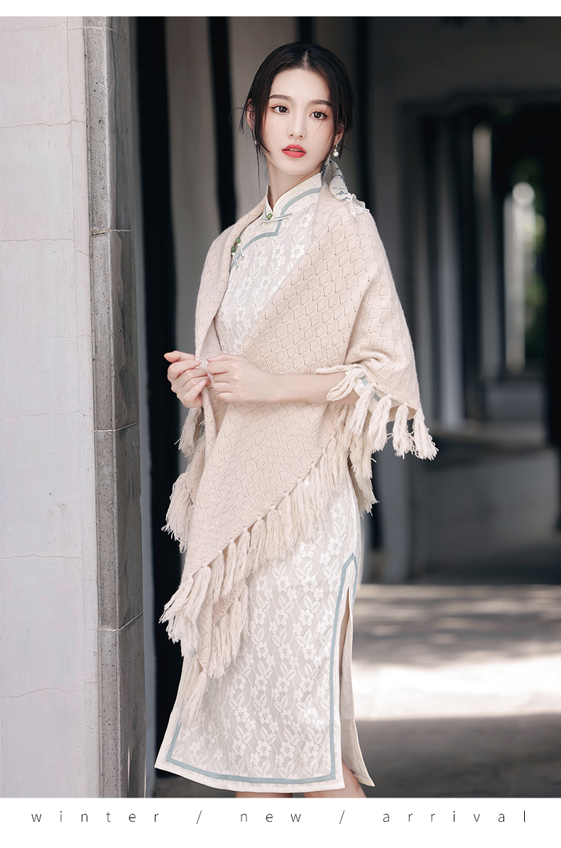 mlcriyg旗袍披肩外套2021年高端复古民国风斗篷外搭外套年轻款少女老