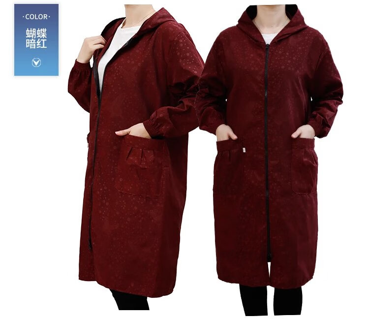 靳迈(jinmai)罩衣中长款女士外套拉链大人工作服家用厨房防水防油围裙