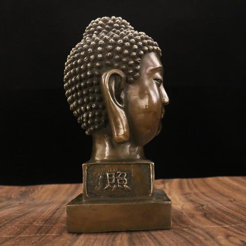 纯铜佛光普照如来佛头桌面摆件铜释迦牟尼佛头客厅家居装饰工艺品 5款
