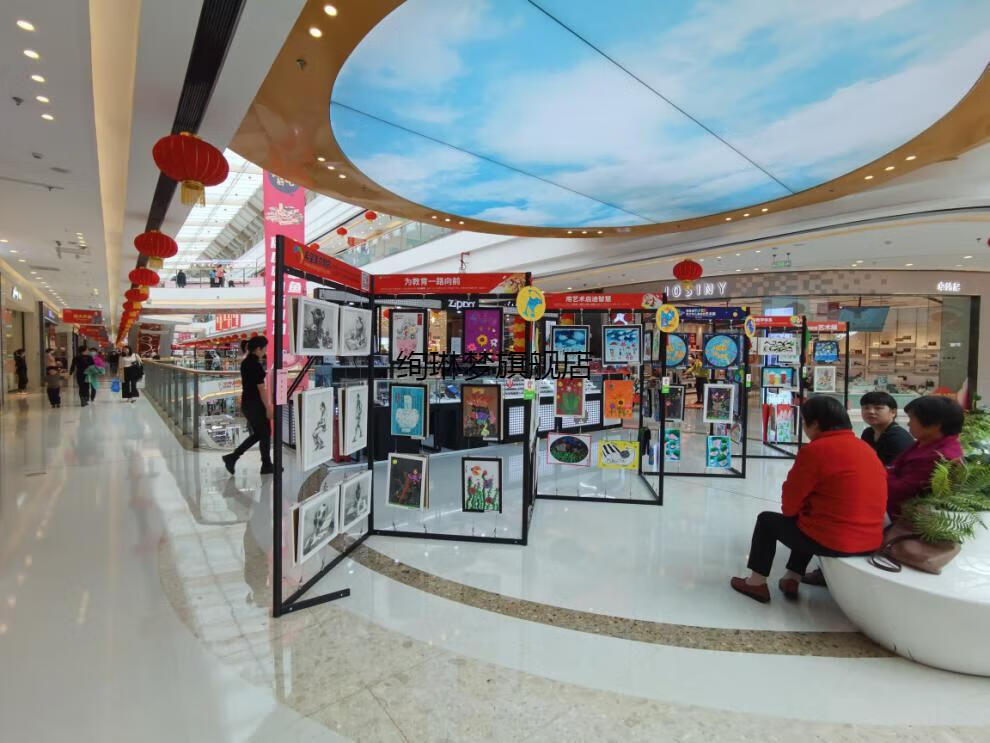 美术作品展示架 八棱柱画展展示架折叠书画展板书法作品铝合金展板