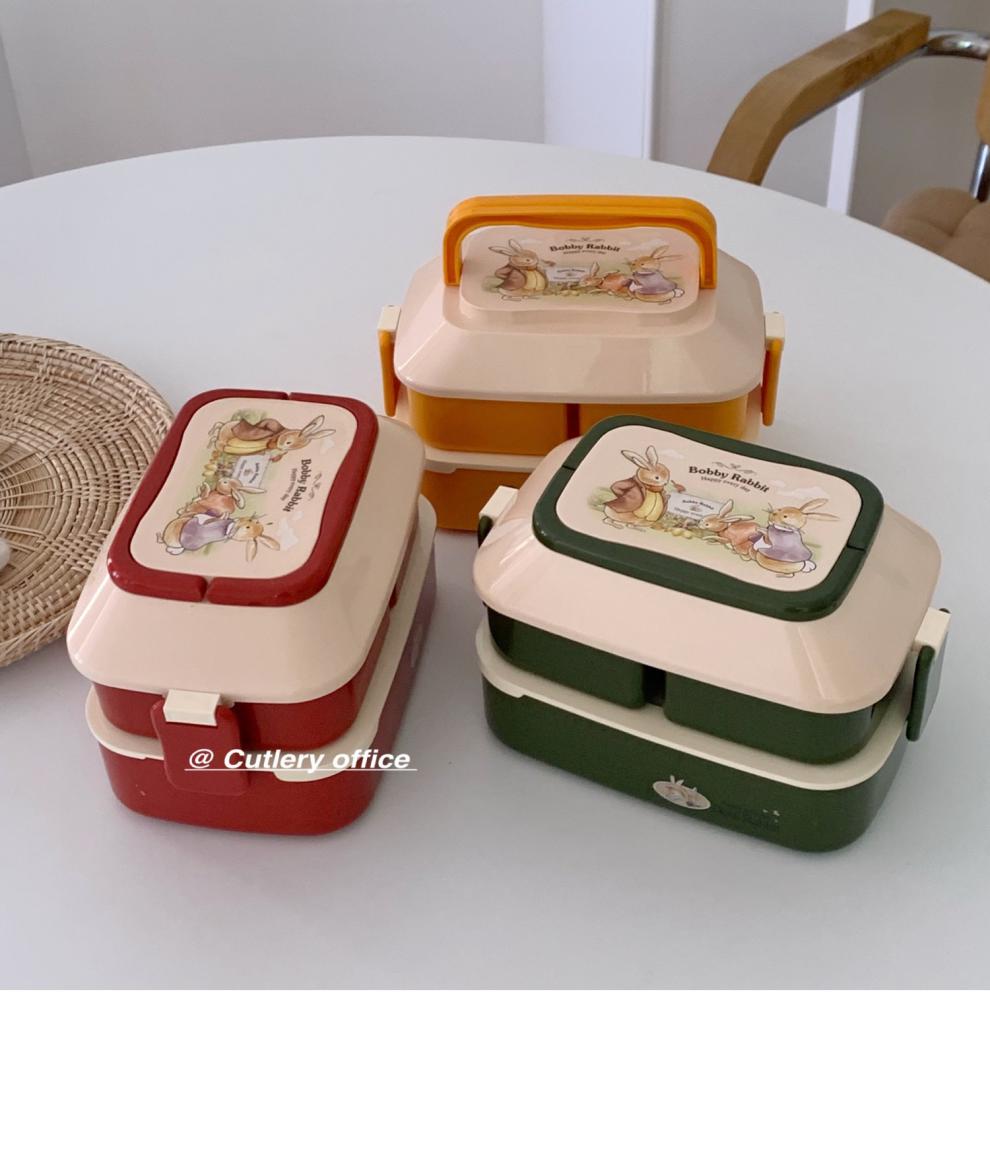 彼得兔饭盒 cutlery 可爱便当盒彼得兔组装式便当盒便携饭盒可微波炉