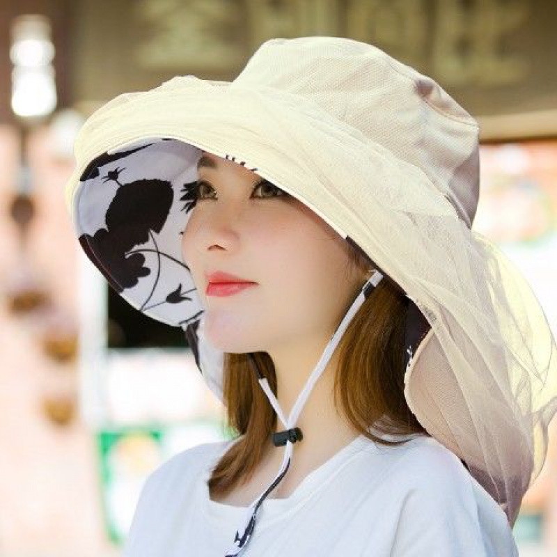 karond新品防蚊虫网纱帽子户外露营防蚊虫帽子男女护脸网纱蚊帐面罩帽