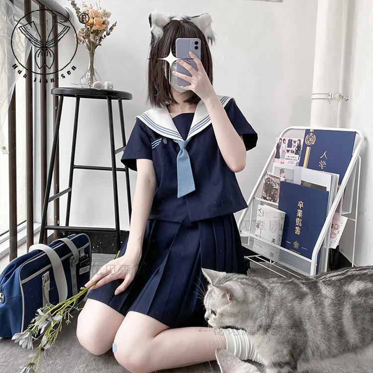 秋季日系jk制服少女生水手服花见森日系jk制服学院风女秋季水手服长裙