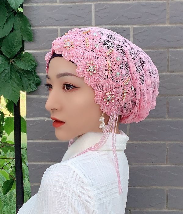 心墨染新品回族女人的套头纱巾盖头头巾回族帽夏季单层流苏同款手缝