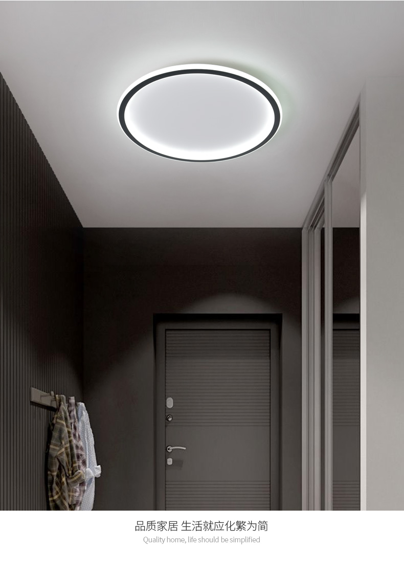 走廊过道灯2021年新款家用玄关门廊进门入户灯生活阳台灯30cm黑色白光