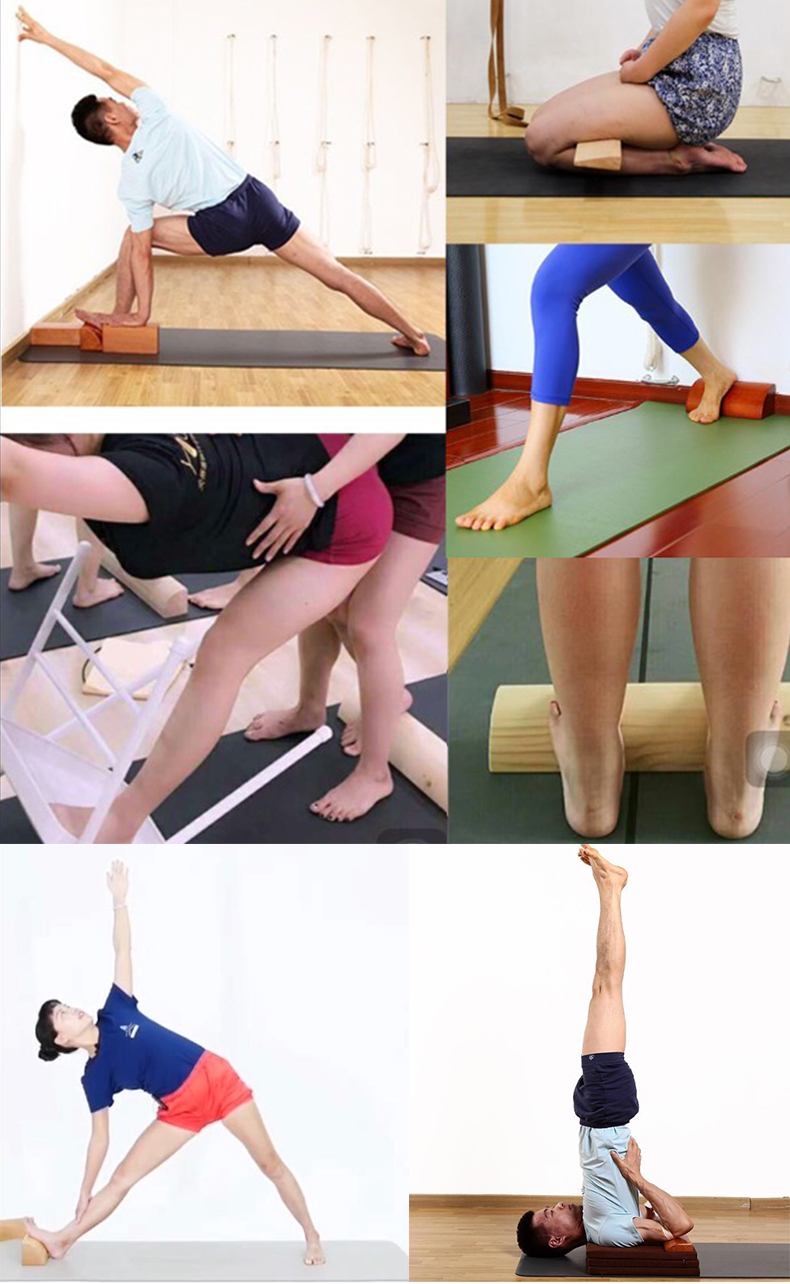 艾扬格实木瑜伽砖四分之一圆砖弧形砖辅助斜木板瑜伽辅具拉伸木砖四分