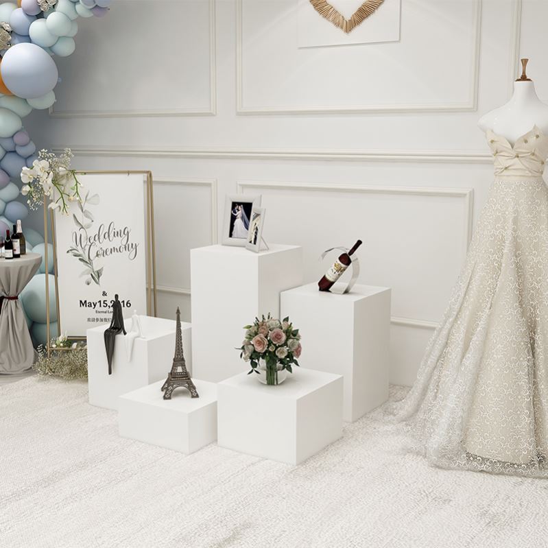 展柜商业会展长方体工艺品立柱女装店白色烤漆展示台展台婚庆 方形