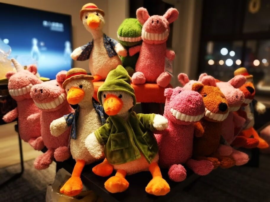 万代商场同款毛绒玩具公仔加油鸭抖音沙雕复读鸭圣诞节会说话生日礼物