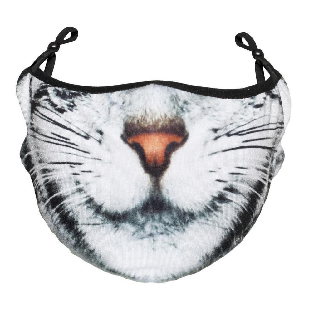 小猫仿真动物脸口罩印花多功能猫脸口罩面罩重复使用防尘 橘猫【图片