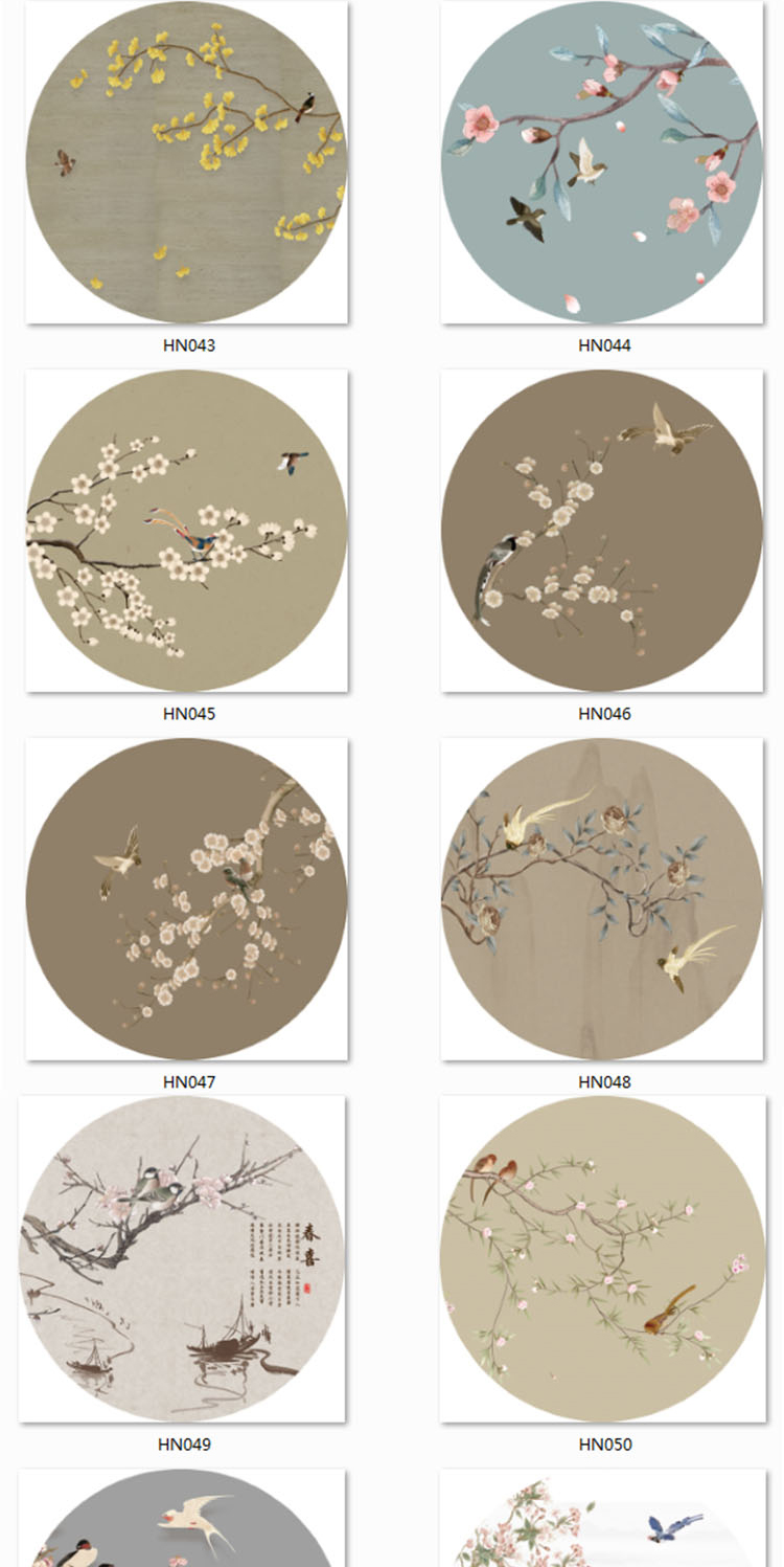 屏风纱画定制圆形框双面半透明纱布画新中式半透明乔其纱丝绢画圆形
