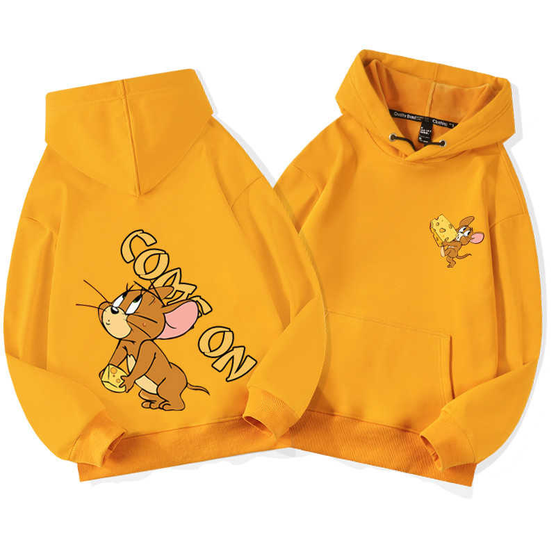 朗捷凯猫和老鼠卫衣秋季情侣连帽卫衣外套常规款红色微笑汤姆s