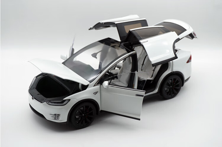 118 特斯拉tesla model x电动suv合金全开六门汽车模型 金属灰【图片
