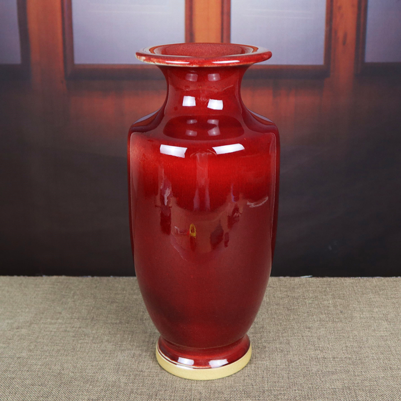 钧瓷花瓶摆件家居装饰客厅简约田园风窑变陶瓷器工艺品插花器鸡血红釉
