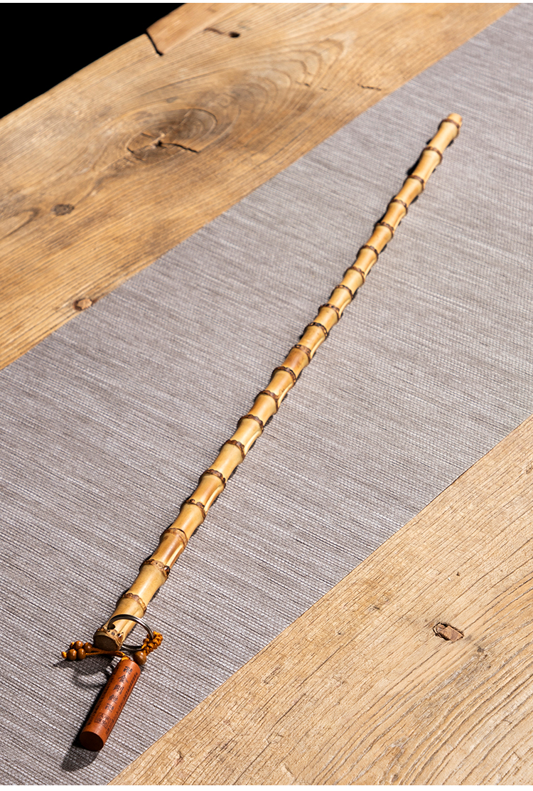 竹鞭教鞭戒尺家用竹根条紫竹鞭把玩手工调直教棒棍实心竹清漆款