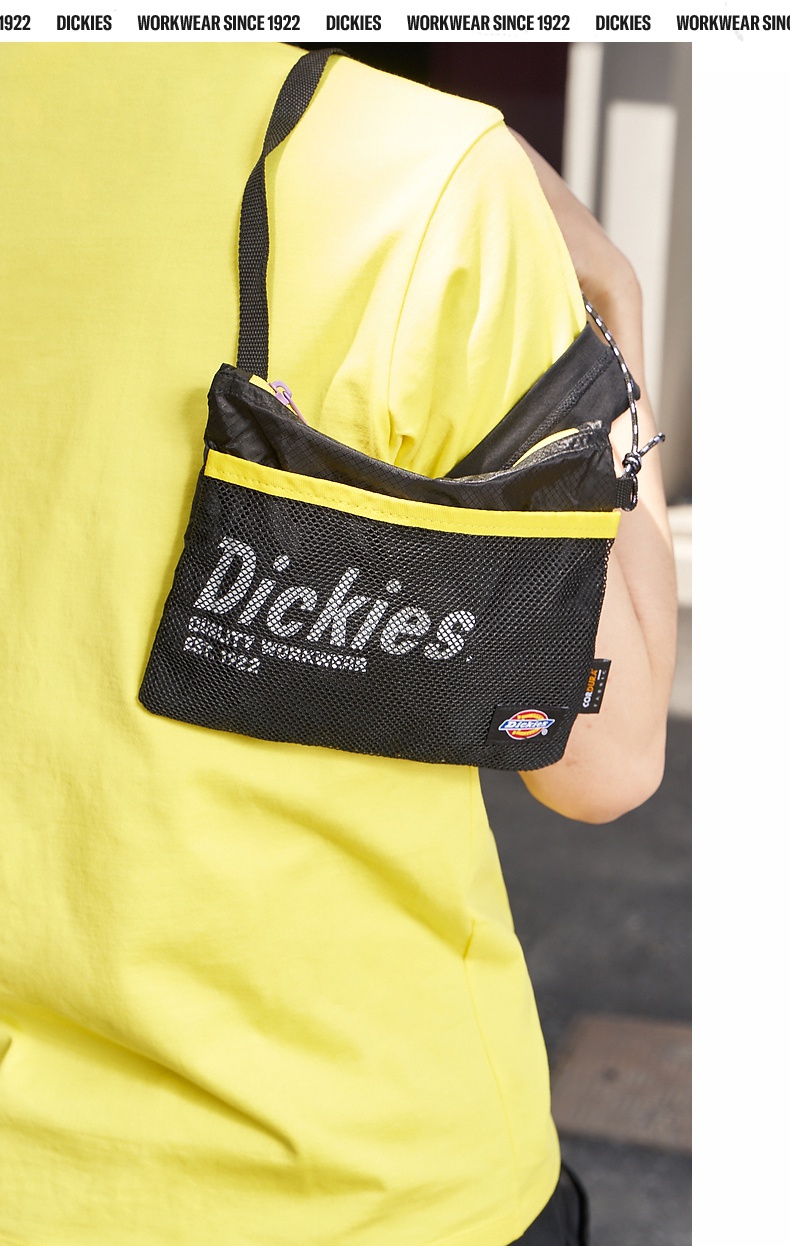 dickies斜挎包 logo字母印花撞色拼接情侣款斜挎包 男女同款单肩包dk