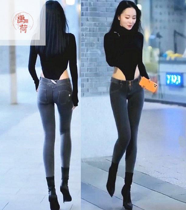 翘臀高弹力小脚牛仔裤女春夏低腰显瘦蜜桃臀紧身铅笔裤九分裤蓝色xl