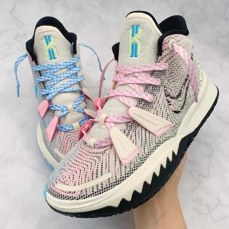 适用于欧文7鞋带适nikekyrie白蓝粉数学公式蓝粉色鸳鸯渐变复活节方格