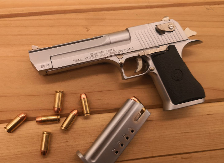 05旋转抛壳抢 模型全金属真仿拆卸不可发射玩具枪 磨砂银色 7发一体