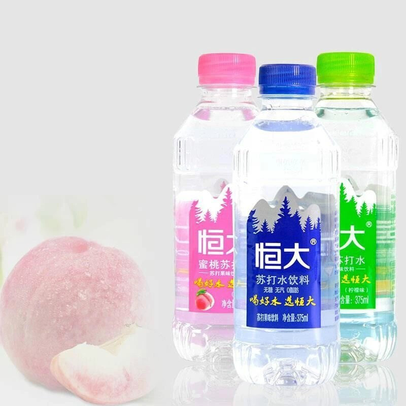 恒大苏打水350 375ml 恒大苏打水新包装原味/水蜜桃/柠.