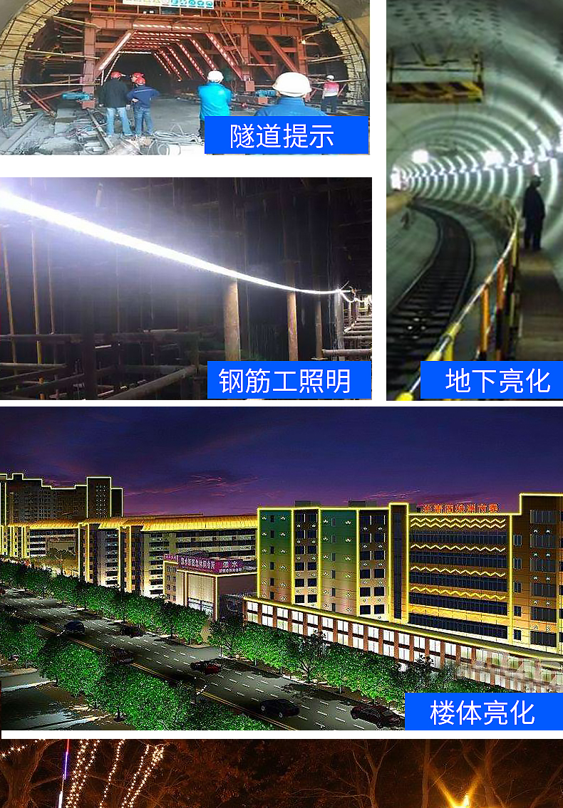 36v灯带led超亮工地隧道地下室工程户外照明24v防水灯条白光低压220v