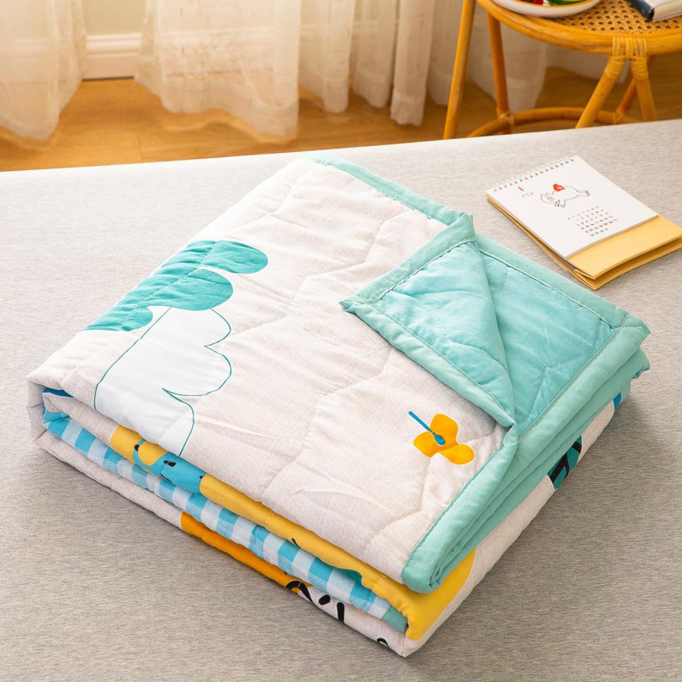 卡通款儿童水洗棉夏凉被幼儿园可机洗午休被空调被子宝宝薄被子 彩虹