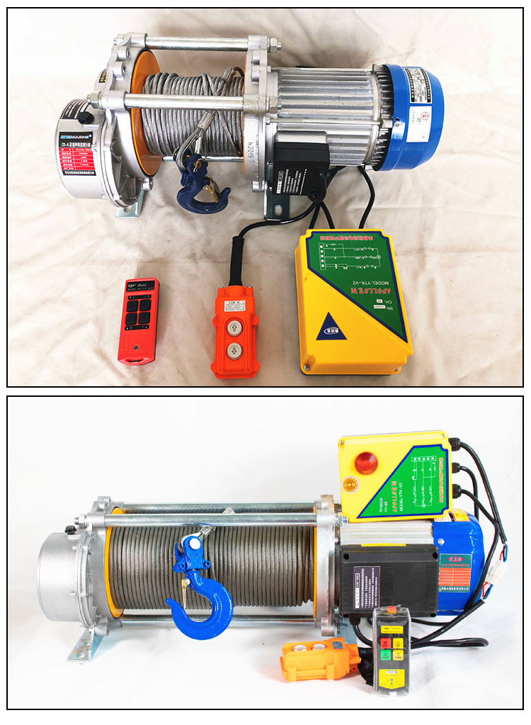 无线遥控卷扬机220v家用小型吊机提升机1吨2吨3t绞盘380v电动葫芦慢速