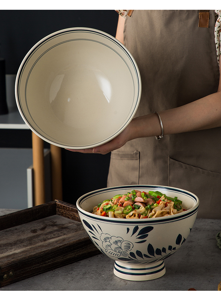 陕西大老碗 老关中特制陶瓷大碗 大号汤面碗老式 怀旧陕西裤带碗油泼