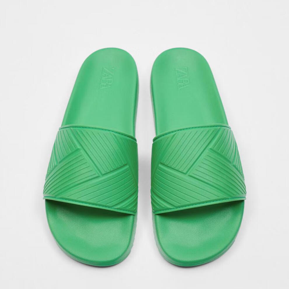 zara拖鞋zara春季新品男鞋绿色底休闲拖鞋外穿沙滩凉鞋2705921500绿色