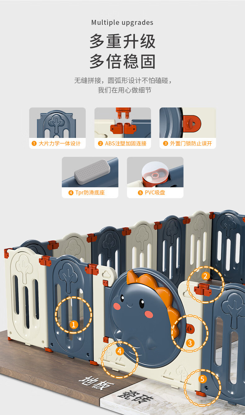 酷拉熊围栏宝宝游戏围栏儿童地上室内家用地围乐园小孩安爬行垫婴儿防