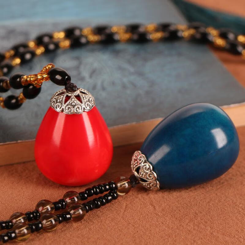 珠佩丽佛心果菩提佛心果原籽老果佛心果菩提子彩色红绿黄蓝紫色项链