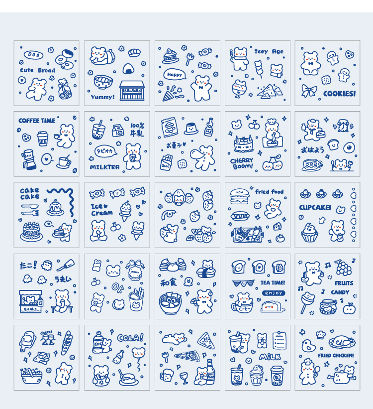 冠德斯100张防水手账贴纸风手帐素材套装透明可爱卡通装饰小图案文具