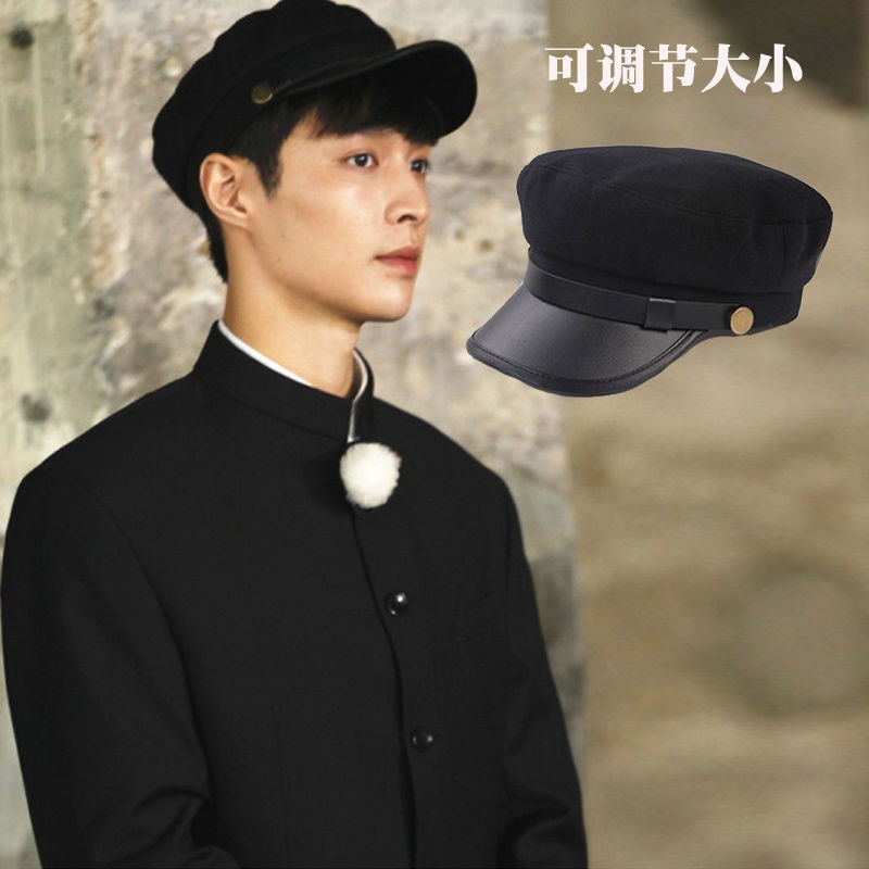 风离痕新品民国学生帽中山装帽子民国学生装帽子五四青年装军帽平顶