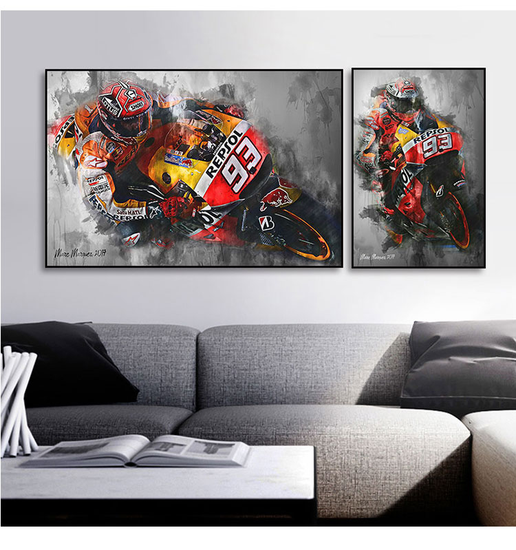 创意轻奢装饰画 马奎斯挂画机车手摩旅摩托车跑车主题装饰画车行