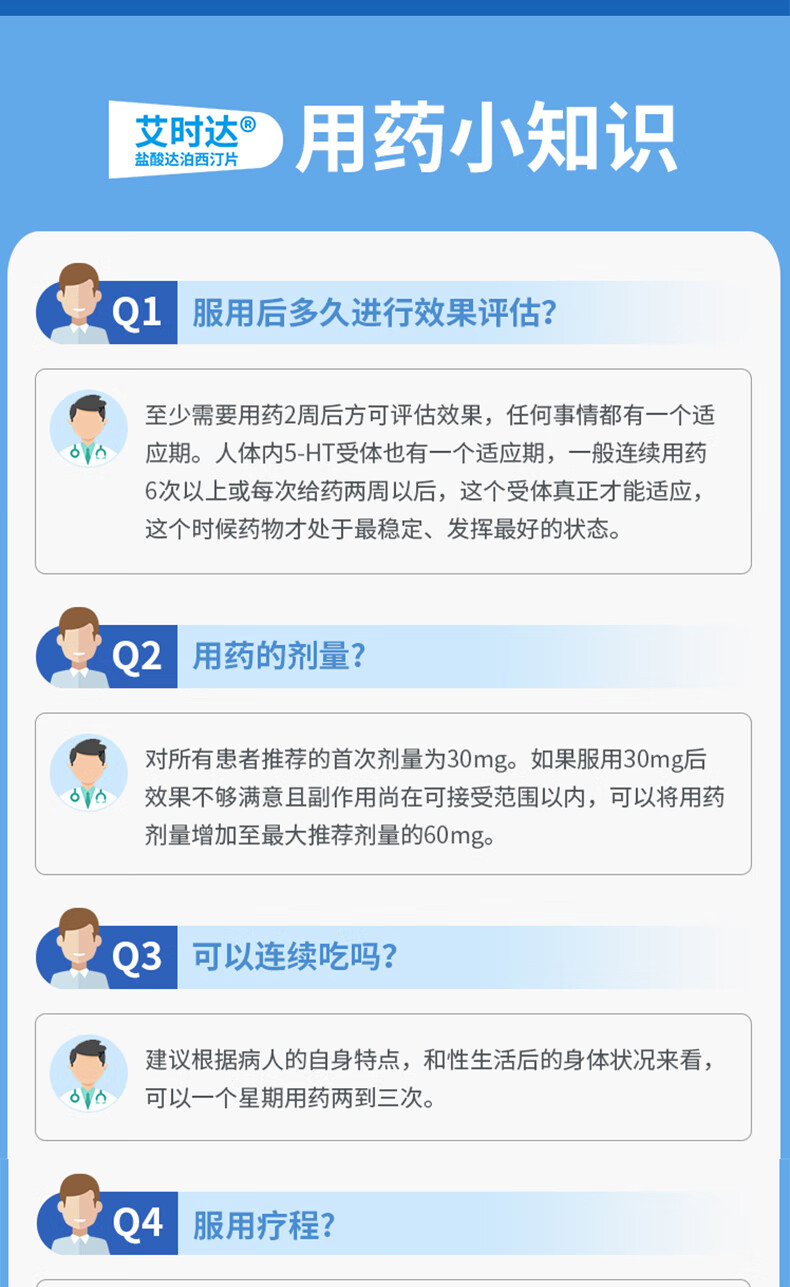 艾时达 盐酸达泊西汀片30mg*3片 口服治疗药男用阳痿延时速效药品 1
