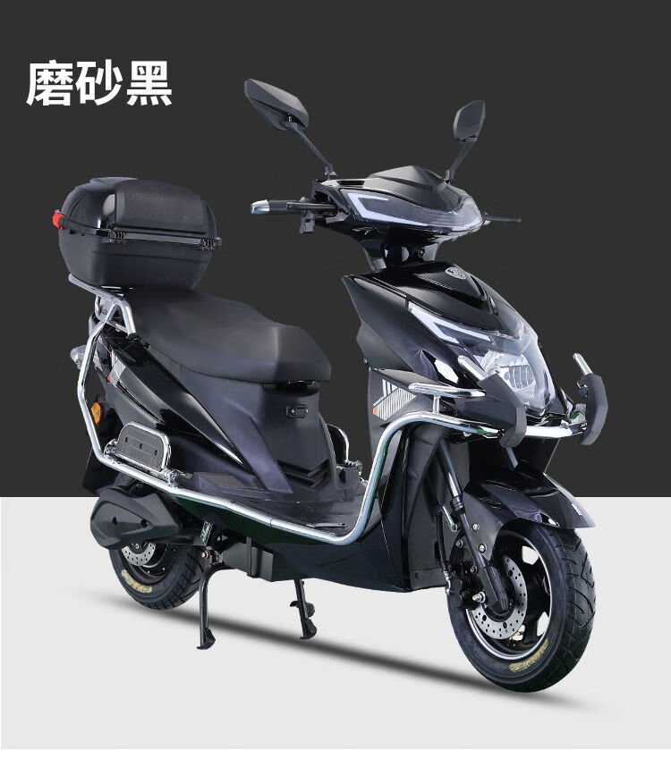 电动车成人72v96v长跑爬坡王电瓶车大功率外卖电动摩托车皎月白送牛头