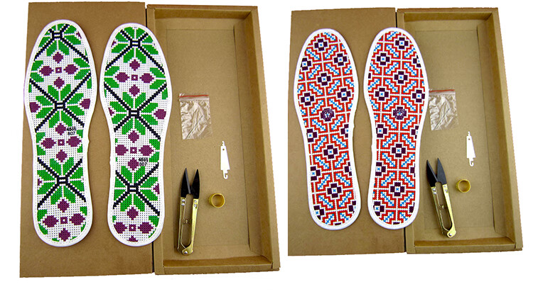 迎新必备十字绣鞋垫大码纯棉精准印花6层满绣男女手工半成品款北极象