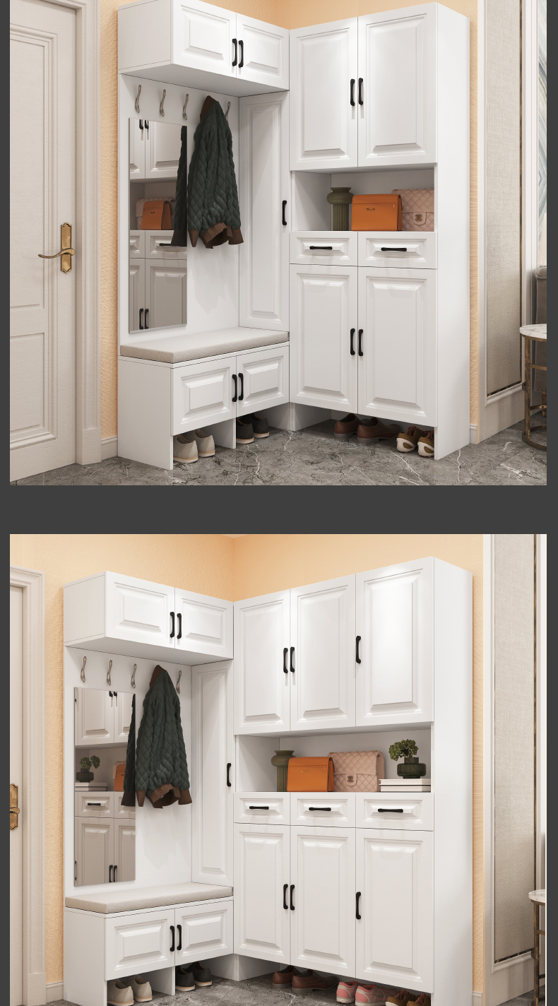 映福北欧现代简约鞋柜定做定制转角l型门厅柜玄关柜隔断组合l型长