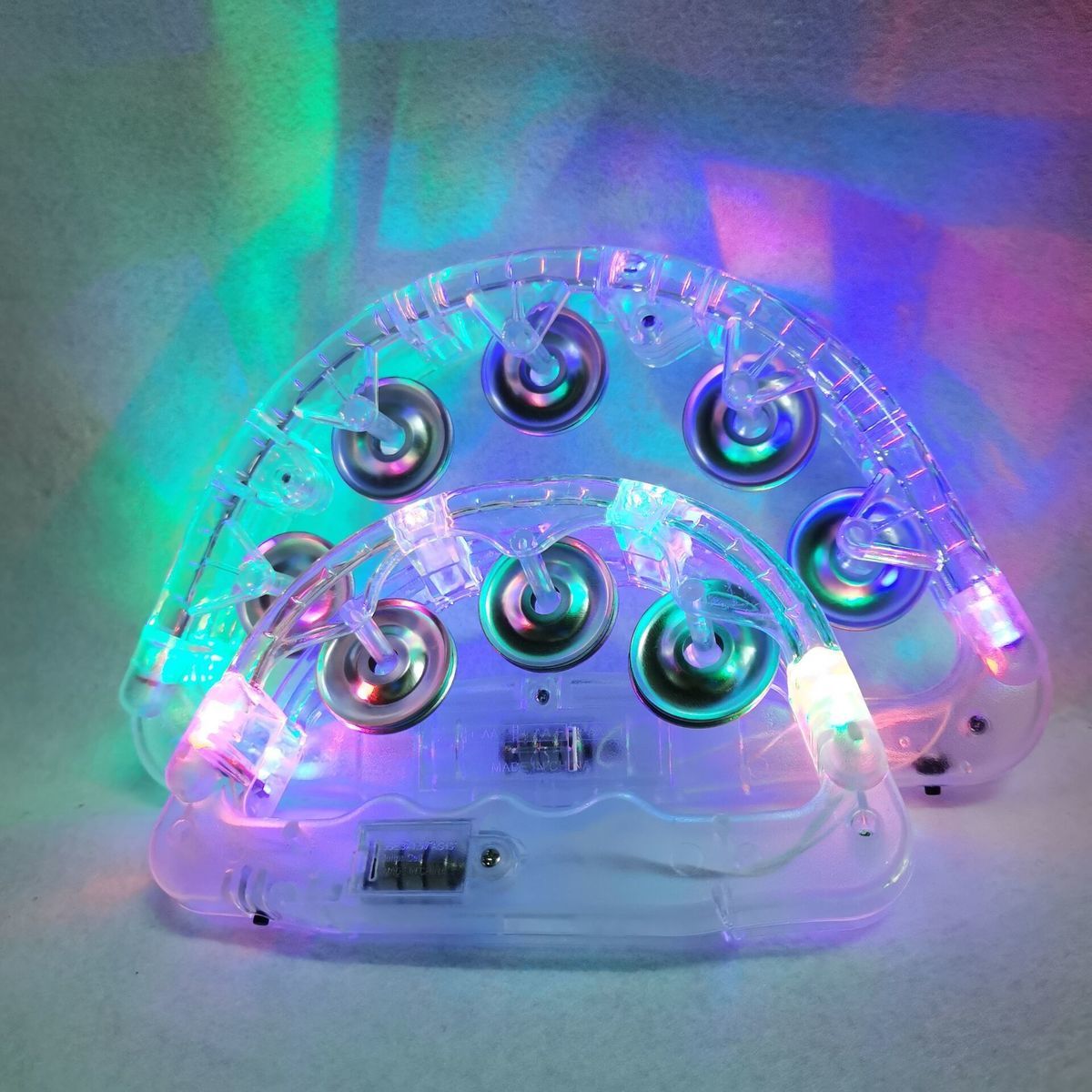 闪光手摇铃发光荧光大小号手摇铃派对活动ktv酒吧夜场气氛道具 白 15*