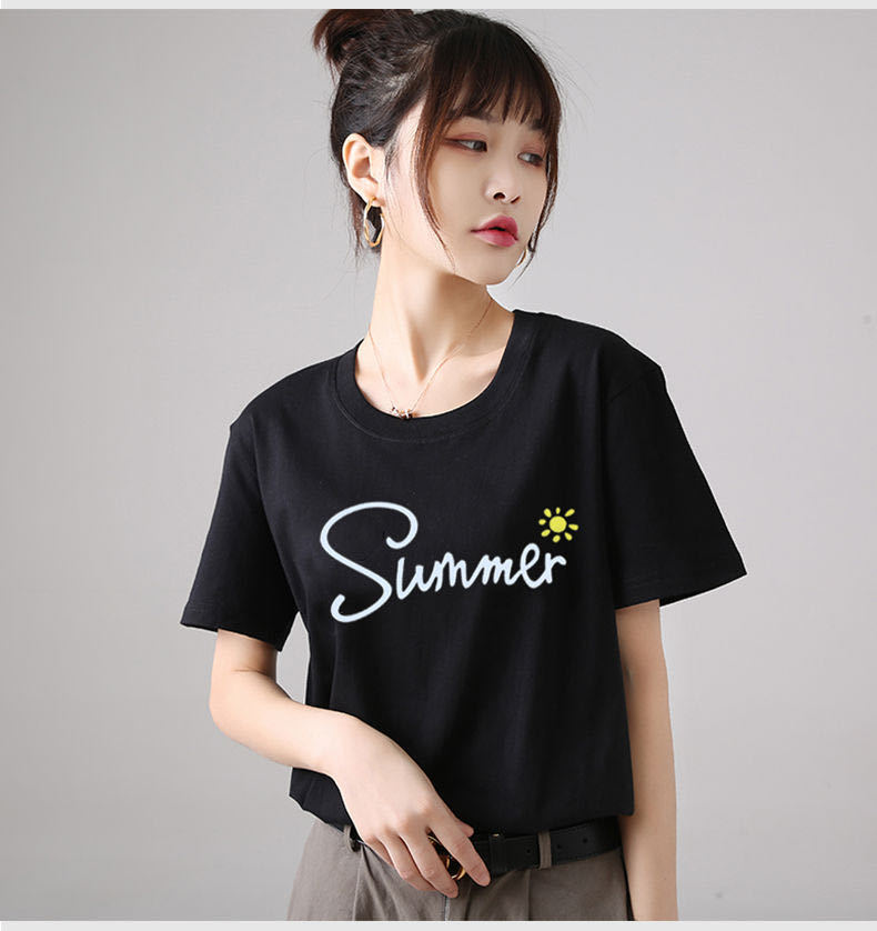 短袖t恤女网红2022年夏季新款短袖t恤韩版宽松圆领半袖休闲潮流ins