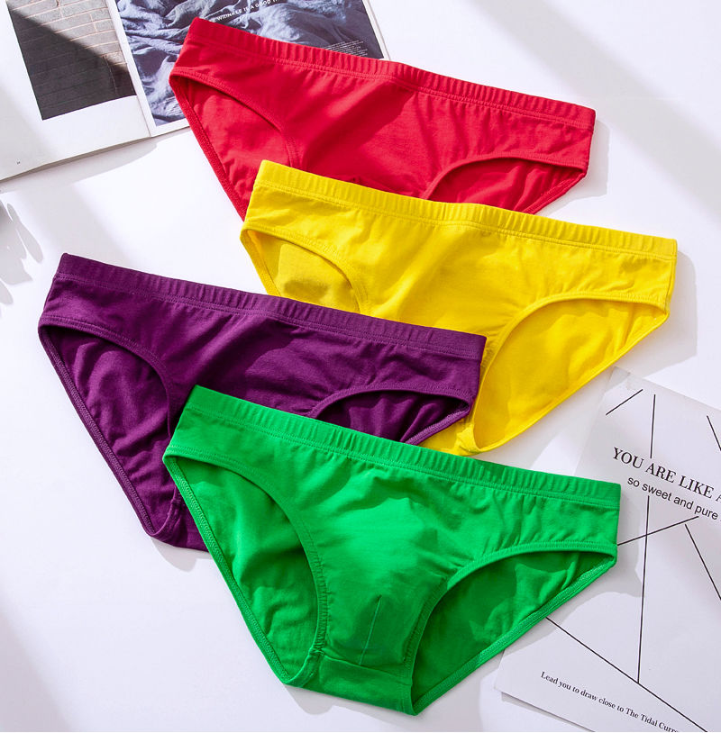 男生三角内裤舒适透气清新简约风格青年男三角裤头粉红色3xl