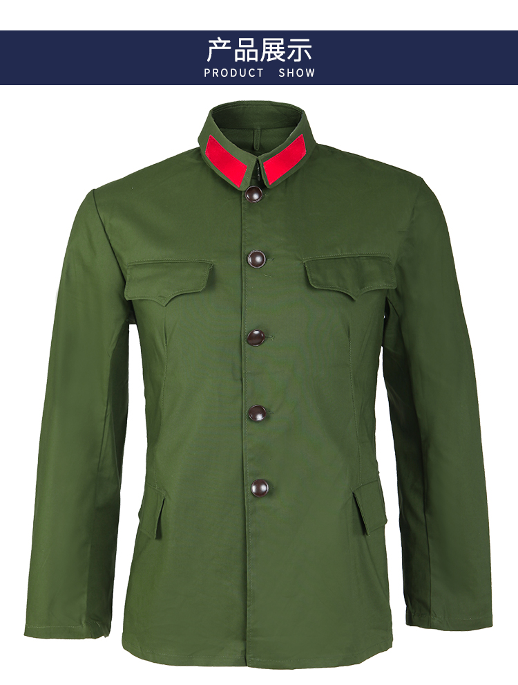 八路军衣服的确良65式军衣老兵绿军衣套装男老式怀旧干部服蓝色65式军