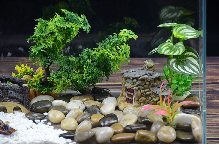 迷你小鱼缸装饰造景套餐石子底砂假山仿真水草陶瓷摆件水族装饰物 a60